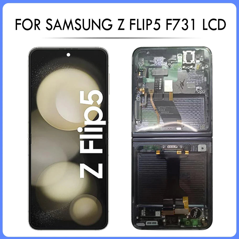 AMOLED 6.7" For Samsung Z Flip 5 LCD Display Touch Screen Digitizer For Samsung Z Flip5 F731B F731U F731W LCD With Frame