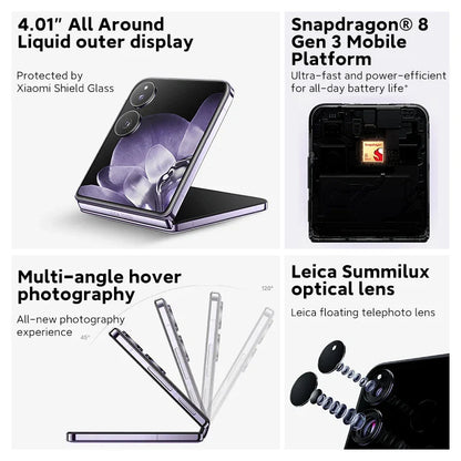 World Premiere Global Version Xiaomi MIX Flip Foldable 4.01" Outer Display 12GB 512GB Snapdragon 8 Gen 3 Leica 50MP Camera Mi