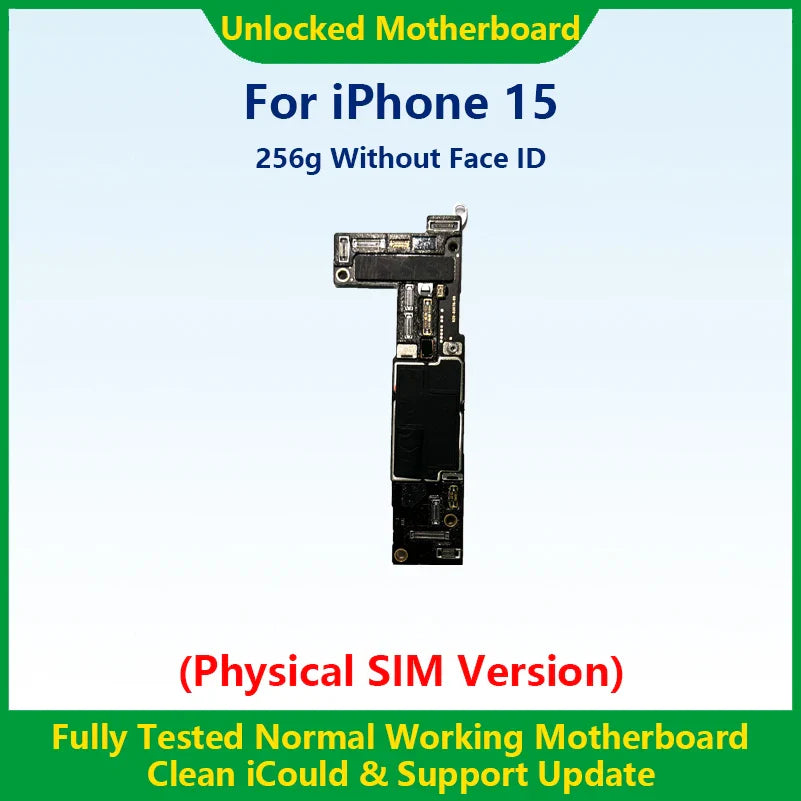 Fully Tested Authentic Mainboard For iPhone 15 Pro Max Motherboard With Face ID Unlocked And Cleaned iCloud Pysics SIM Version